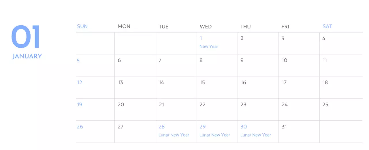 Photo goal tracker calendar with a splash of blue