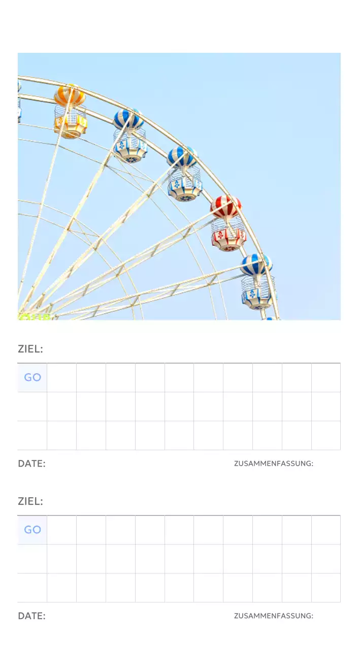 Foto-Zielverfolgungskalender mit einem Hauch von Blau