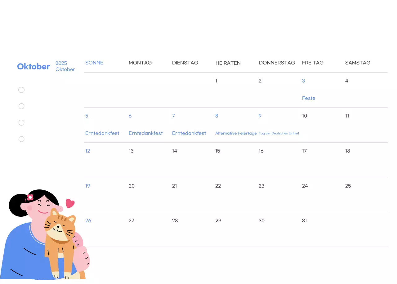 Motivationskalender mit energiegeladenen Illustrationen und positiven Zitaten auf hellblauem Hintergrund