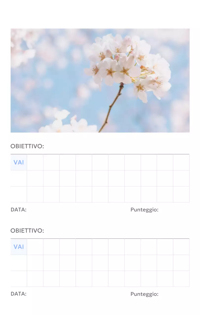 Calendario con foto tracciatore di obiettivi con un tocco di blu