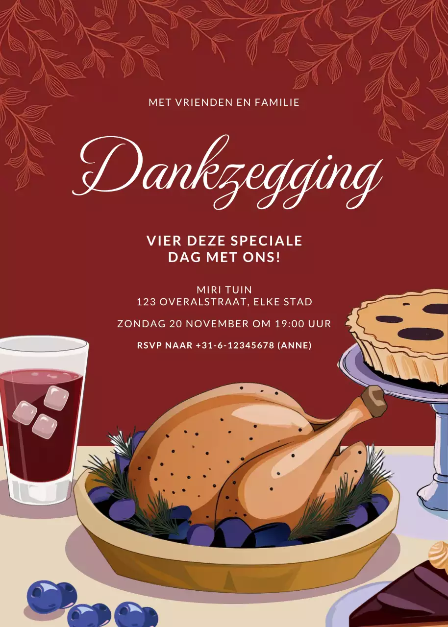 Rode elegante uitnodiging voor Thanksgiving