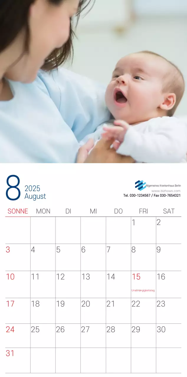 Marineblauer einfacher Krankenhaus-Werbekalender