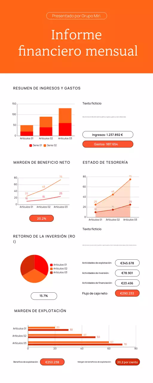EMPRESA INFORME FINANCIERO MENSUAL GRÁFICO ANÁLISIS INFOGRAFÍA