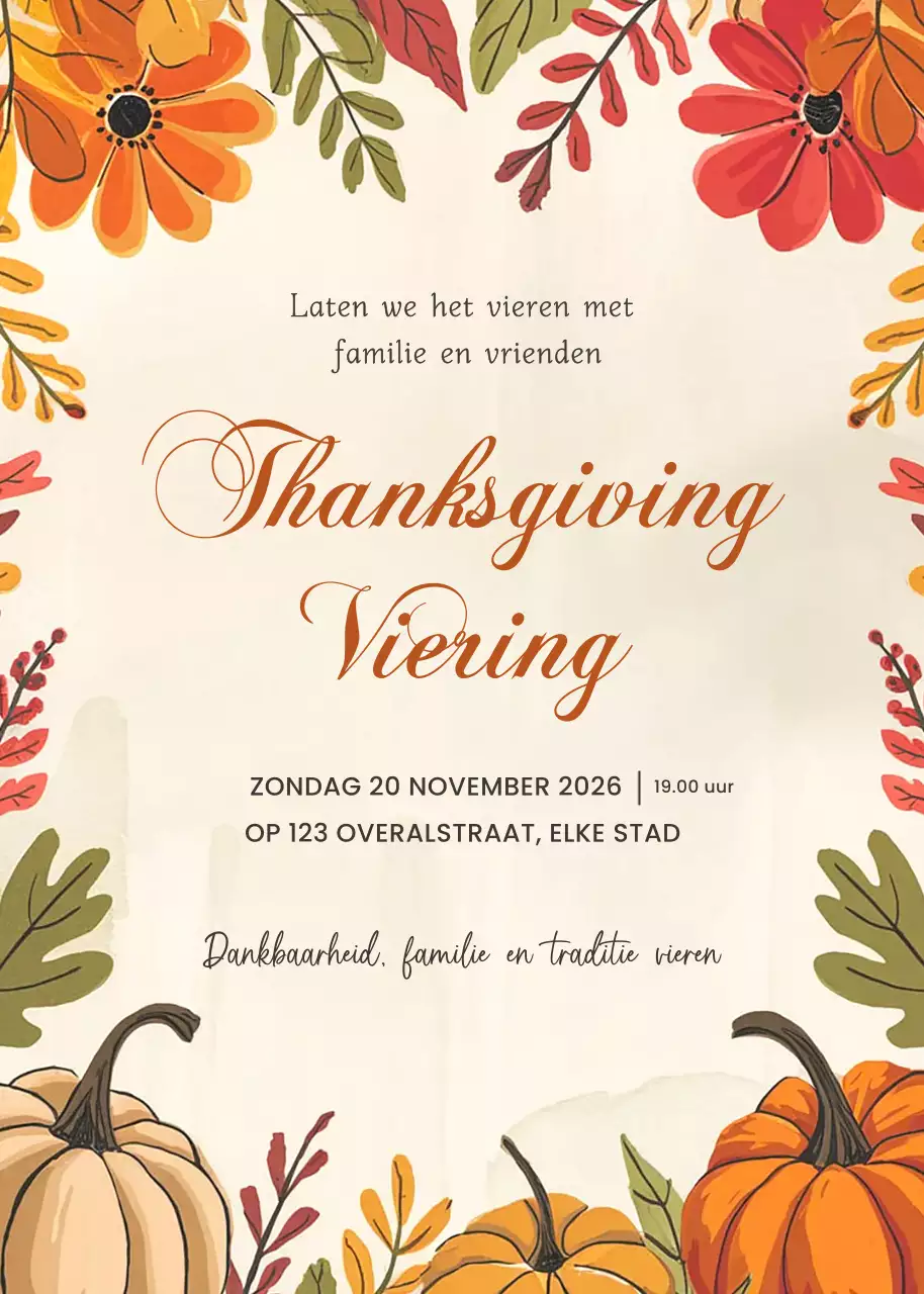 Oranje traditionele uitnodiging voor Thanksgiving