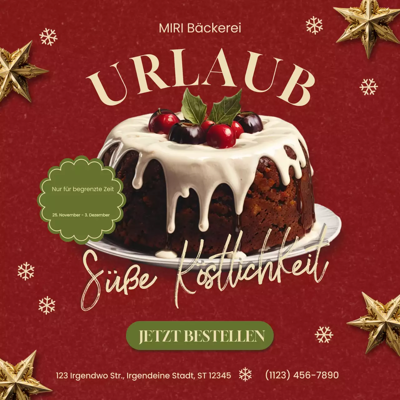 rote festliche weihnachtskuchen bäckerei förderung post