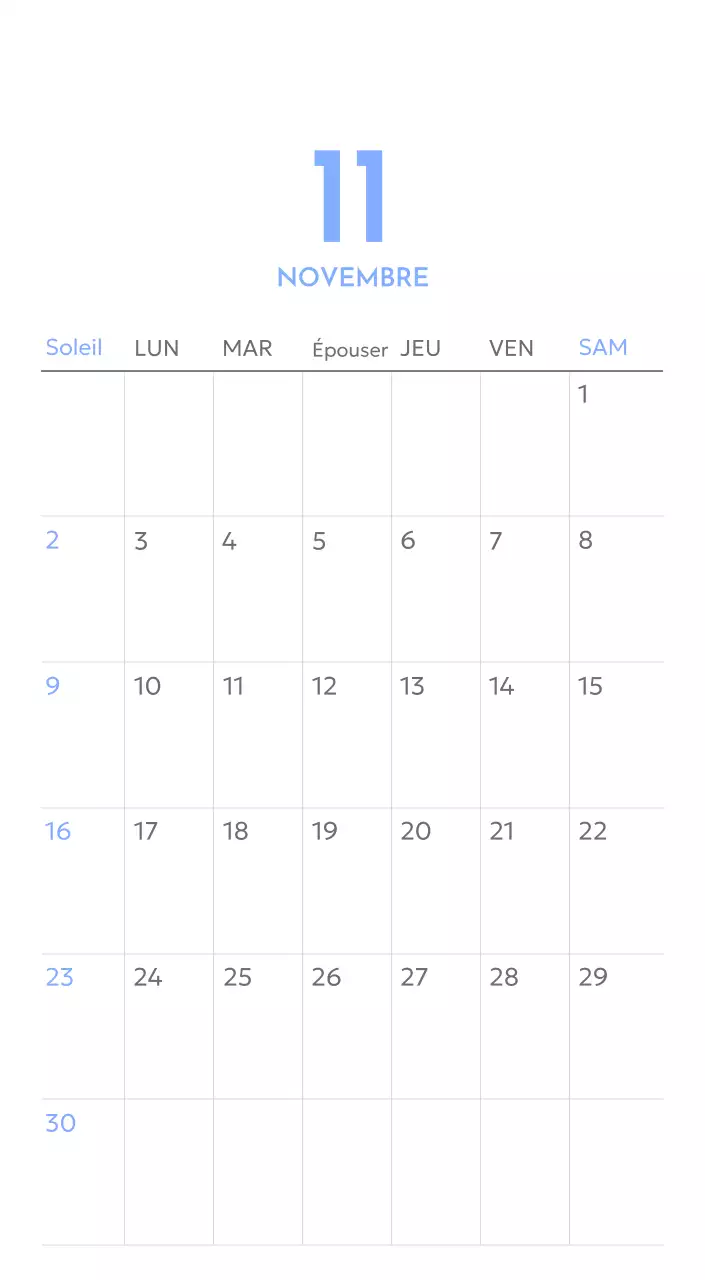 Calendrier photo de suivi des objectifs avec une touche de bleu