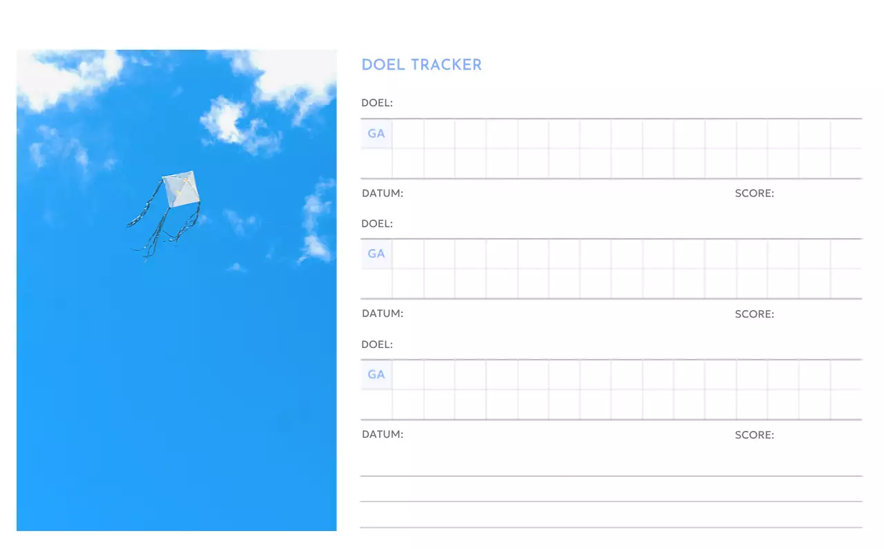 Photo goal tracker kalender met een vleugje blauw