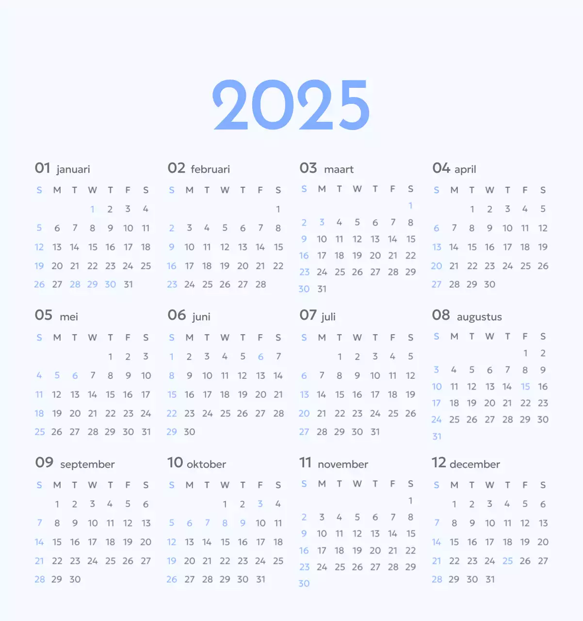 Photo goal tracker kalender met een vleugje blauw