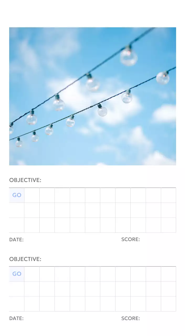 Photo goal tracker calendar with a splash of blue