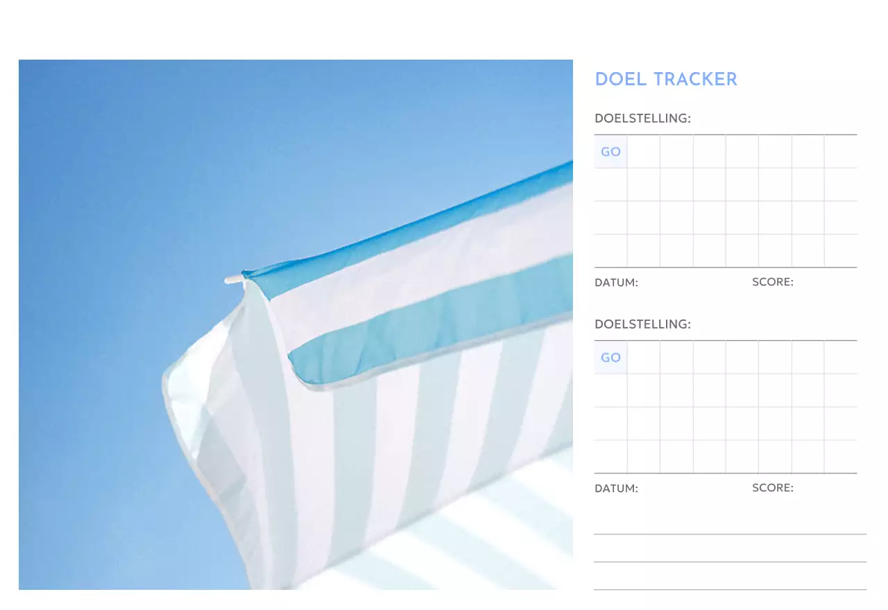 Photo goal tracker kalender met een vleugje blauw