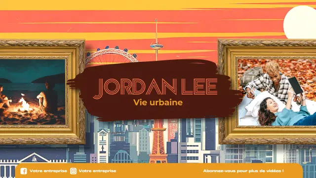 modèle de chaîne youtube de style rétro, bleu orange