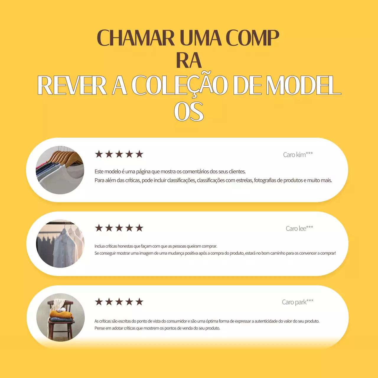 Uma coleção de modelos de revisão simples em amarelo