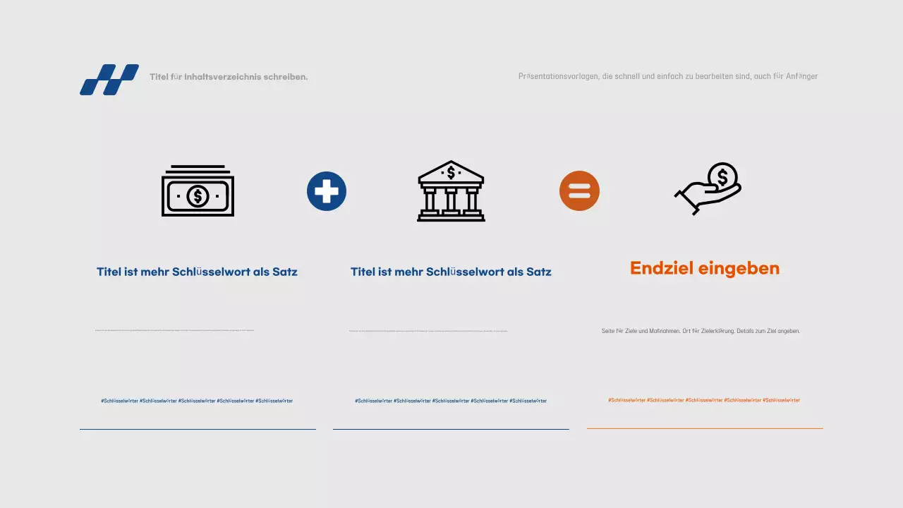 Einfacher Präsentationsbericht in Blau und Grau, schnell und einfach zu bearbeiten