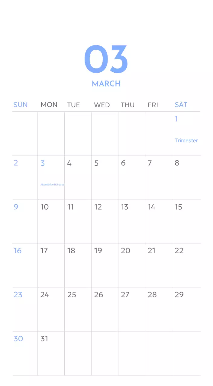Photo goal tracker calendar with a splash of blue