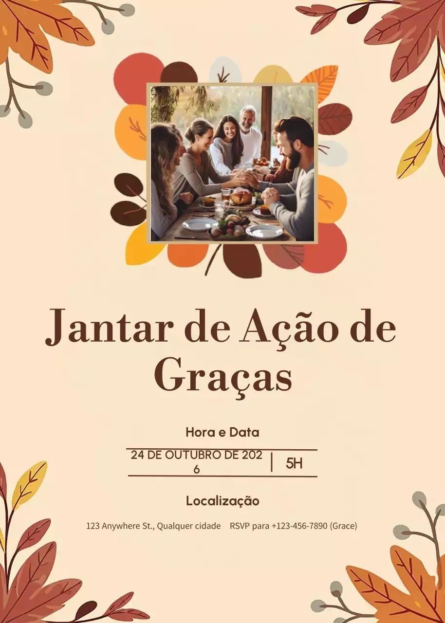 convite rústico bege de Ação de Graças