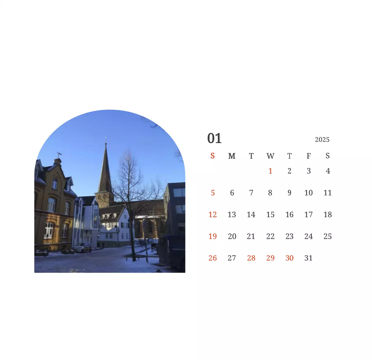 Ein fotografischer Konzeptkalender, der Kirchen in Landschaftsbildern zeigt