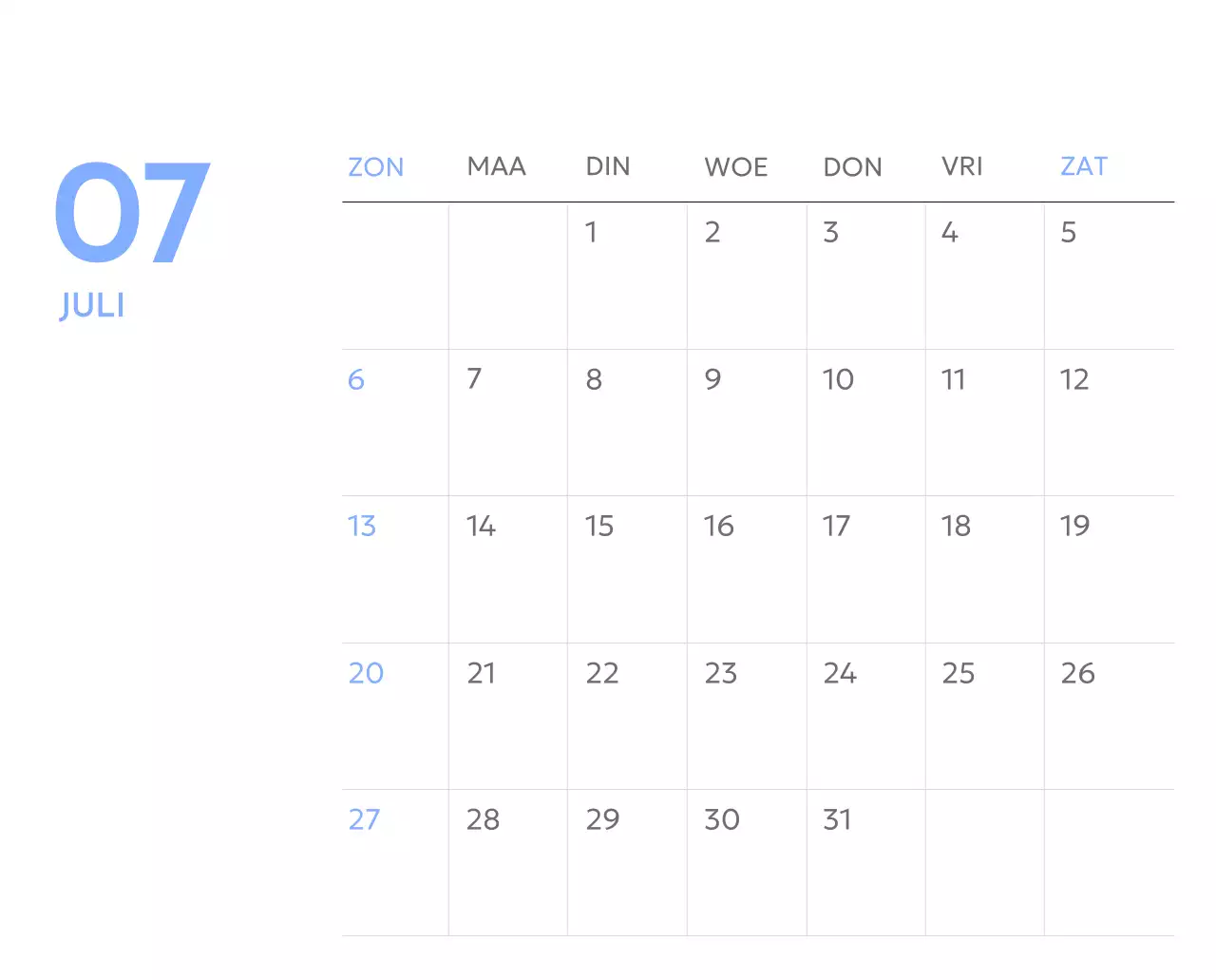 Photo goal tracker kalender met een vleugje blauw