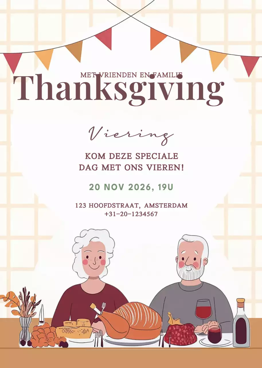 beige traditionele uitnodiging voor Thanksgiving