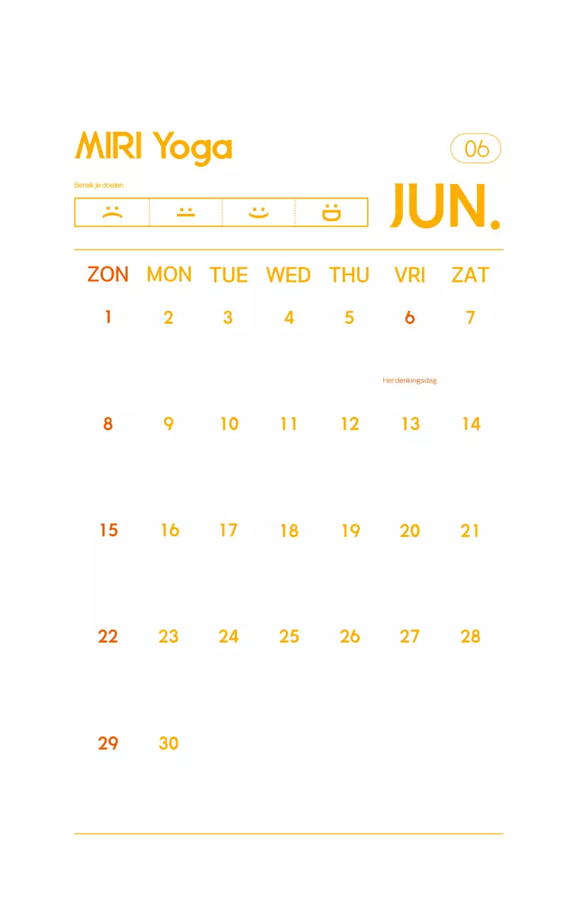 Oranje Minimalistische Yoga Promotiekalender