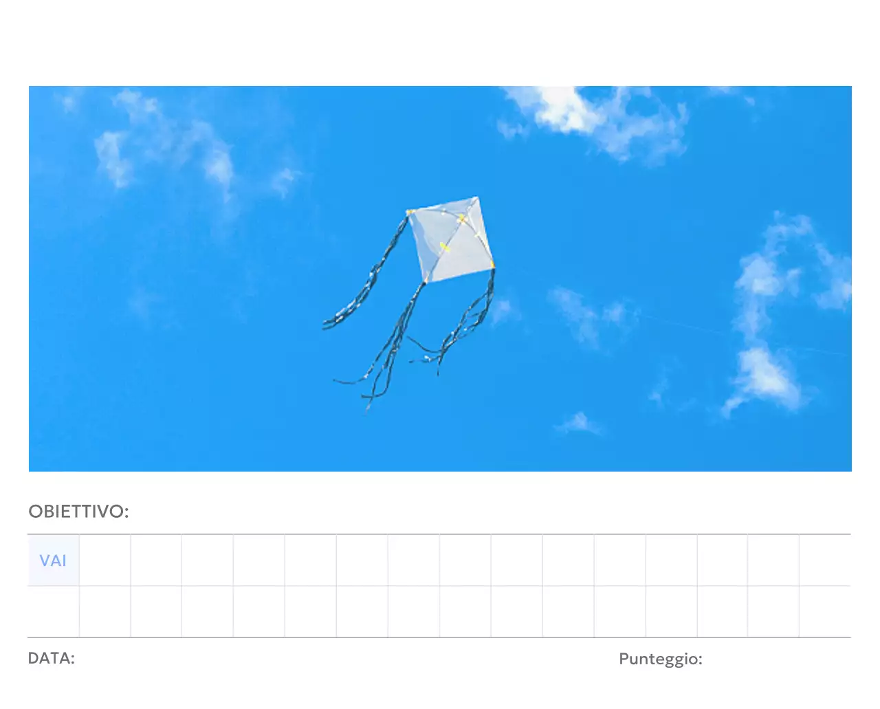Calendario con foto tracciatore di obiettivi con un tocco di blu