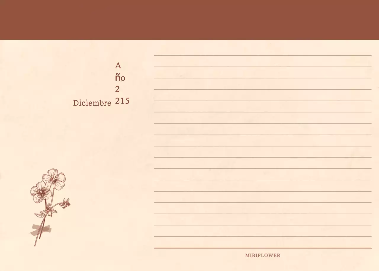 Un calendario sentimental de floristería en concepto de papel tejido marrón claro y marrón