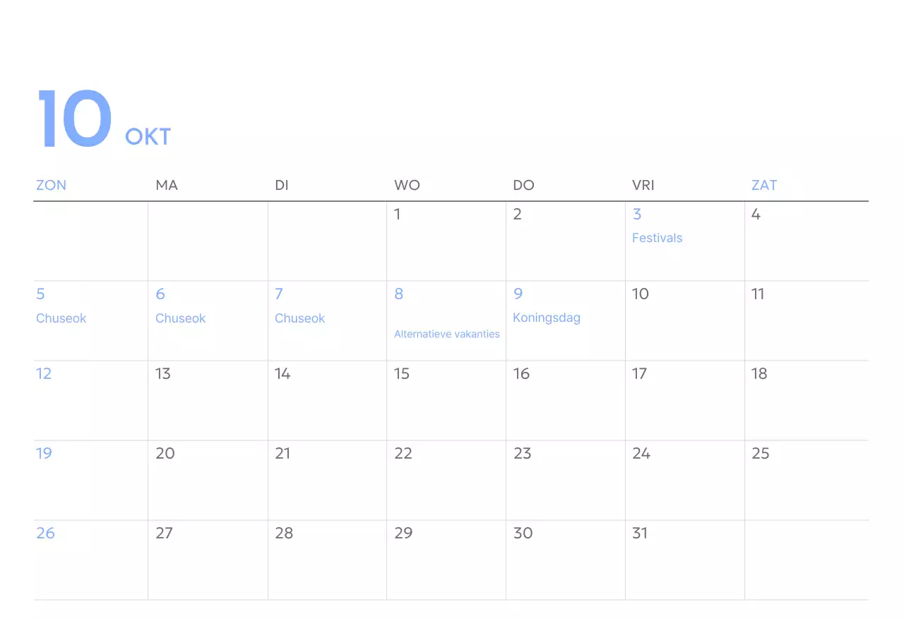 Photo goal tracker kalender met een vleugje blauw