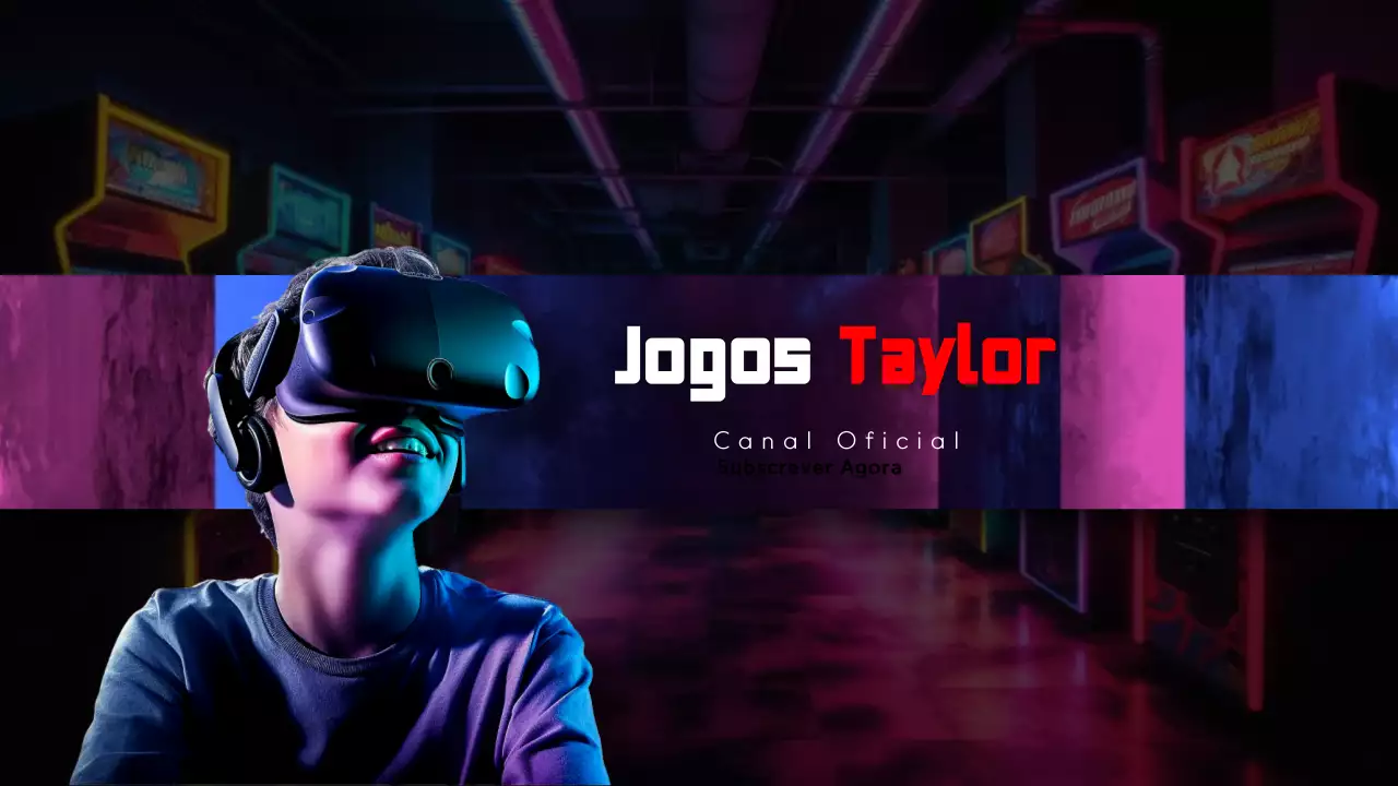 modelo de canal de youtube de jogos azul púrpura estilo moderno