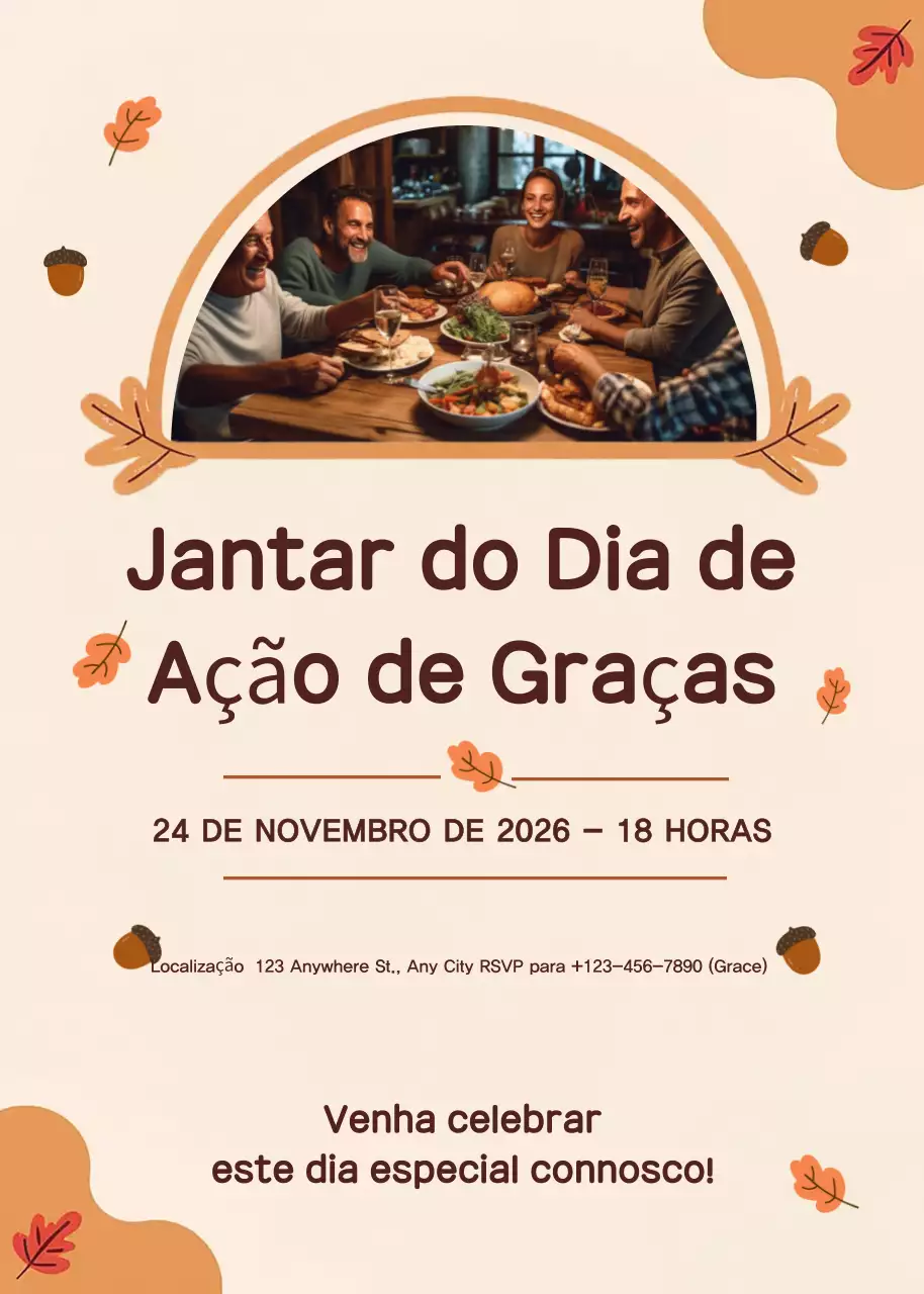 convite de Ação de Graças tradicional bege