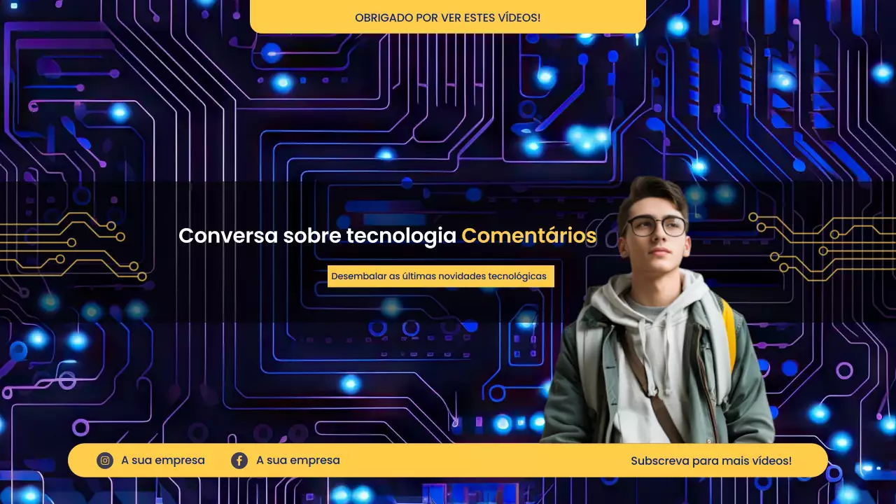 arte azul do canal do youtube de tecnologia moderna