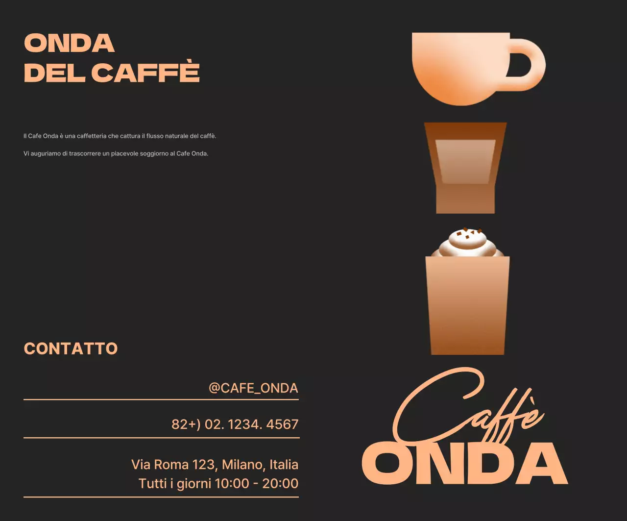 Annuncio di un caffè moderno nero