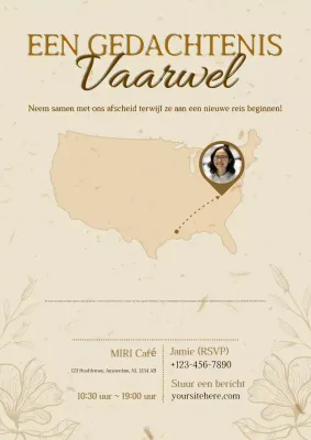 Beige Elegante Afscheidsuitnodiging Web Poster