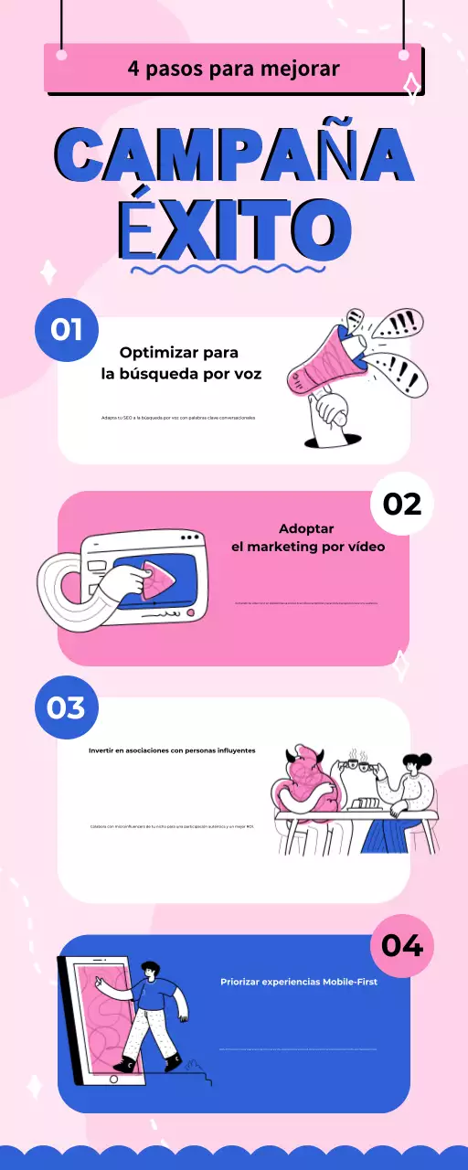 Guía de ilustraciones de campañas de marketing modernas en rosa y azul