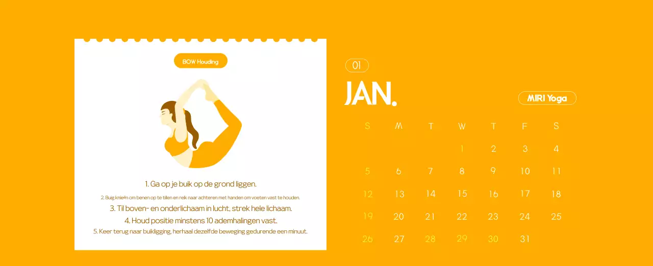 Oranje Minimalistische Yoga Promotiekalender