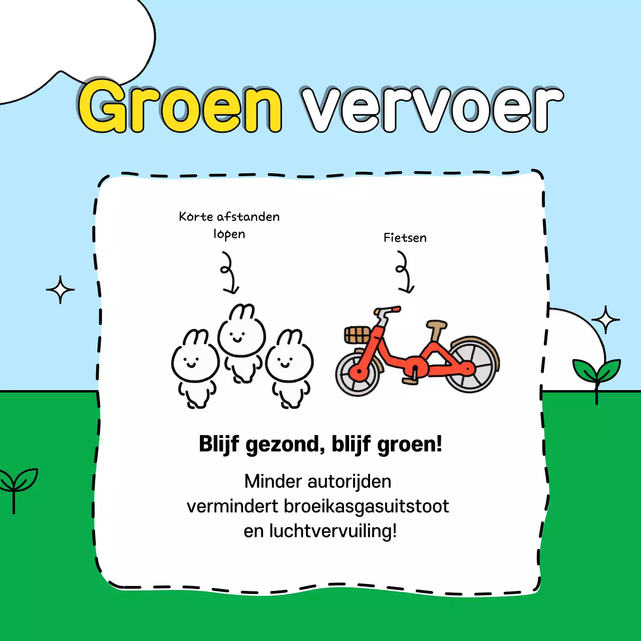 Promoot de groene en lichtblauwe levensuitdaging