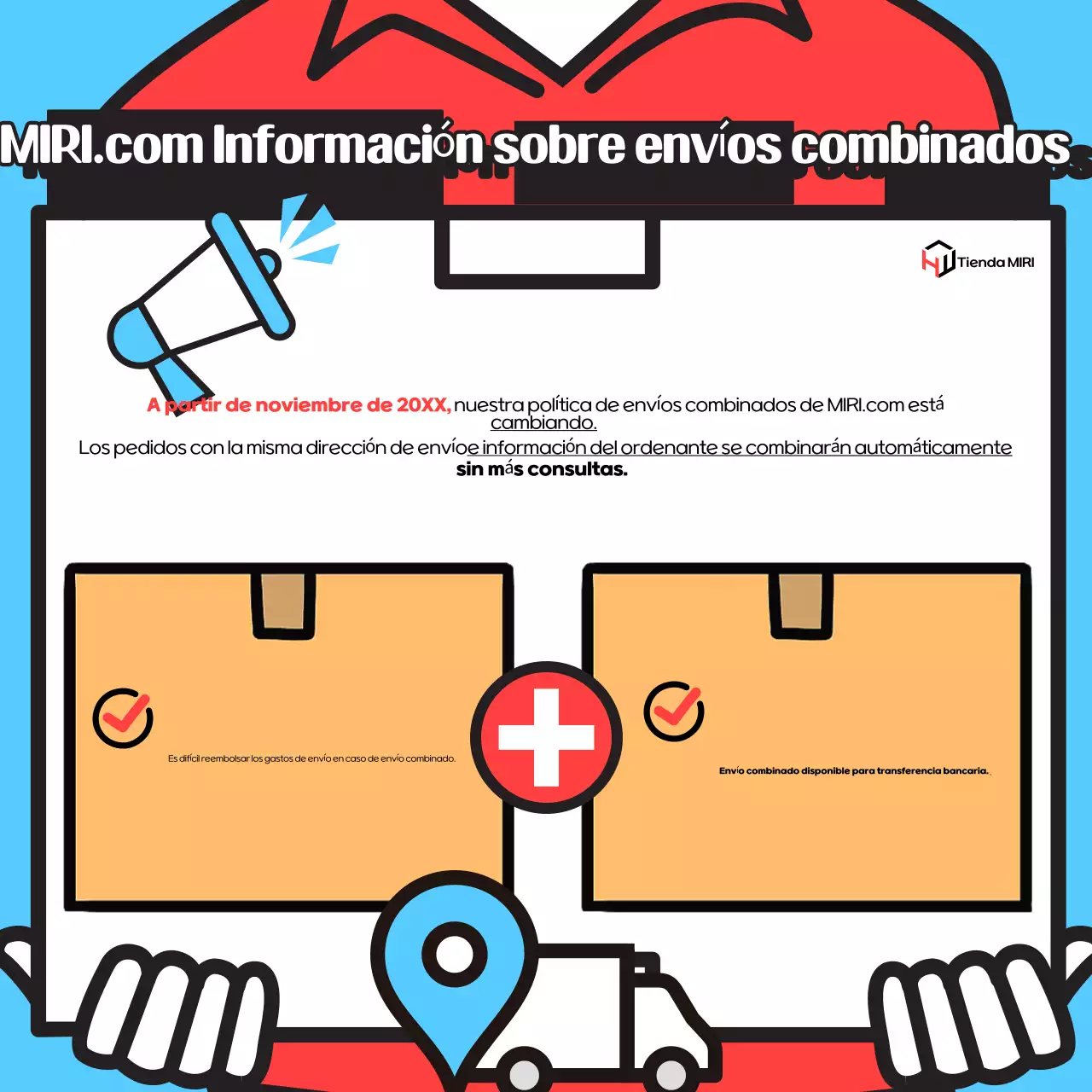 Azul claro Instrucciones de envío sencillas