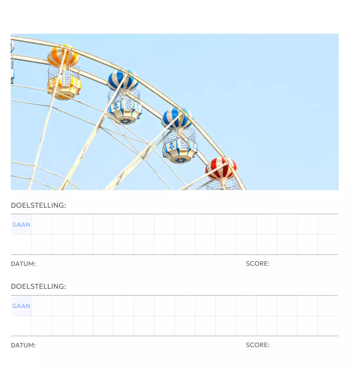 Photo goal tracker kalender met een vleugje blauw