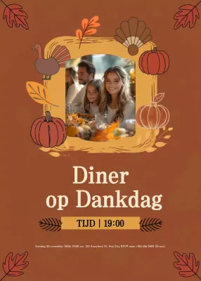 Bruine traditionele uitnodiging voor Thanksgiving