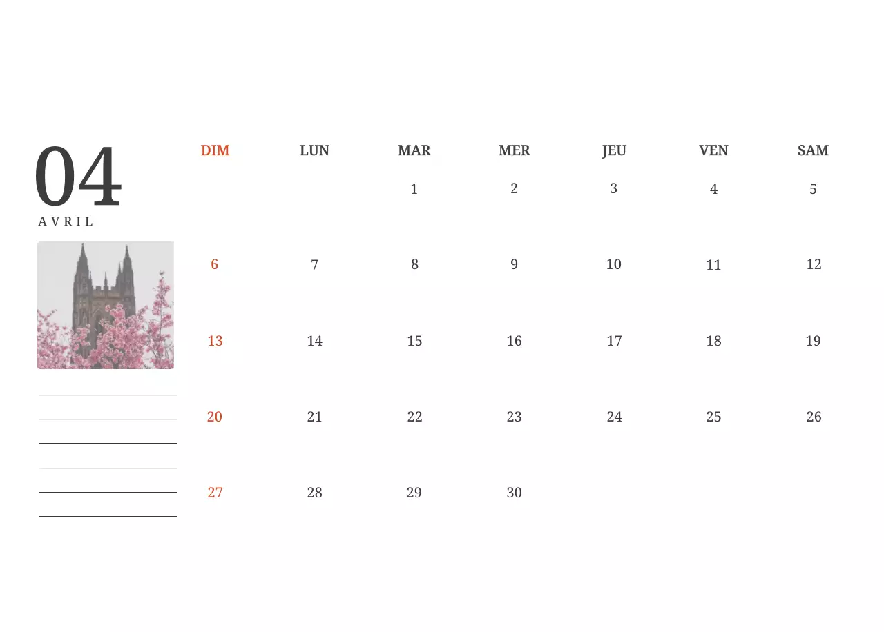 Calendrier photographique conceptuel mettant en scène des églises dans des paysages.