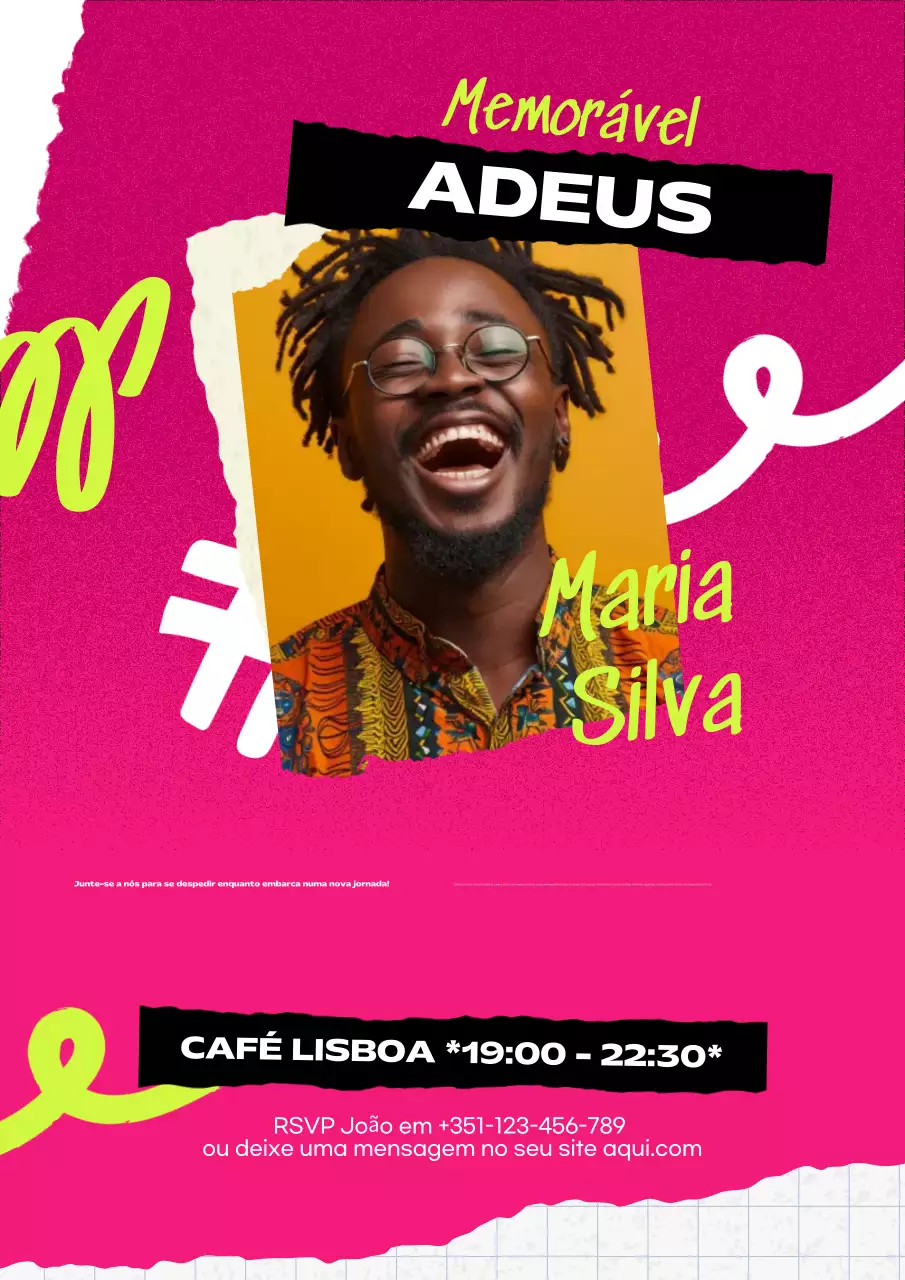 Cartaz de convite de despedida de equipa e amigos rosa vibrante e moderno