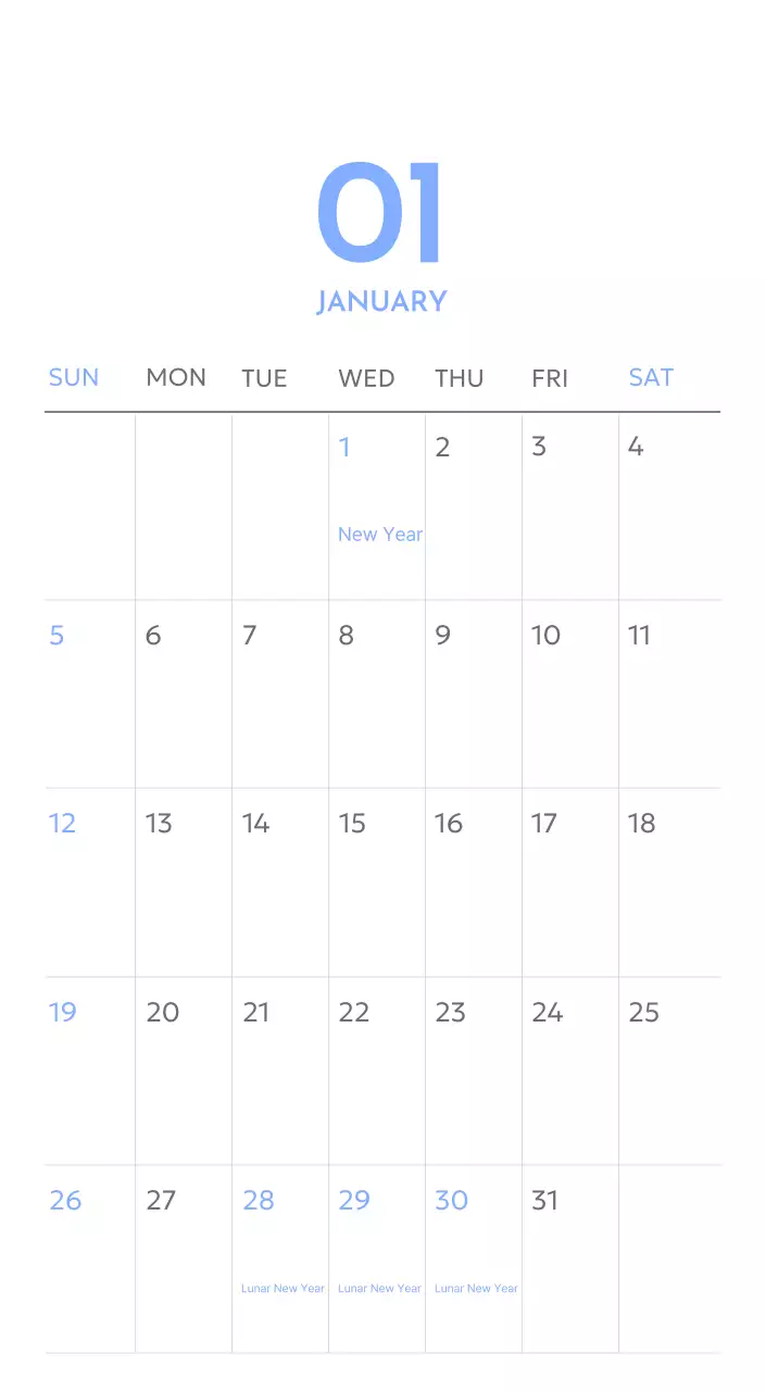 Photo goal tracker calendar with a splash of blue
