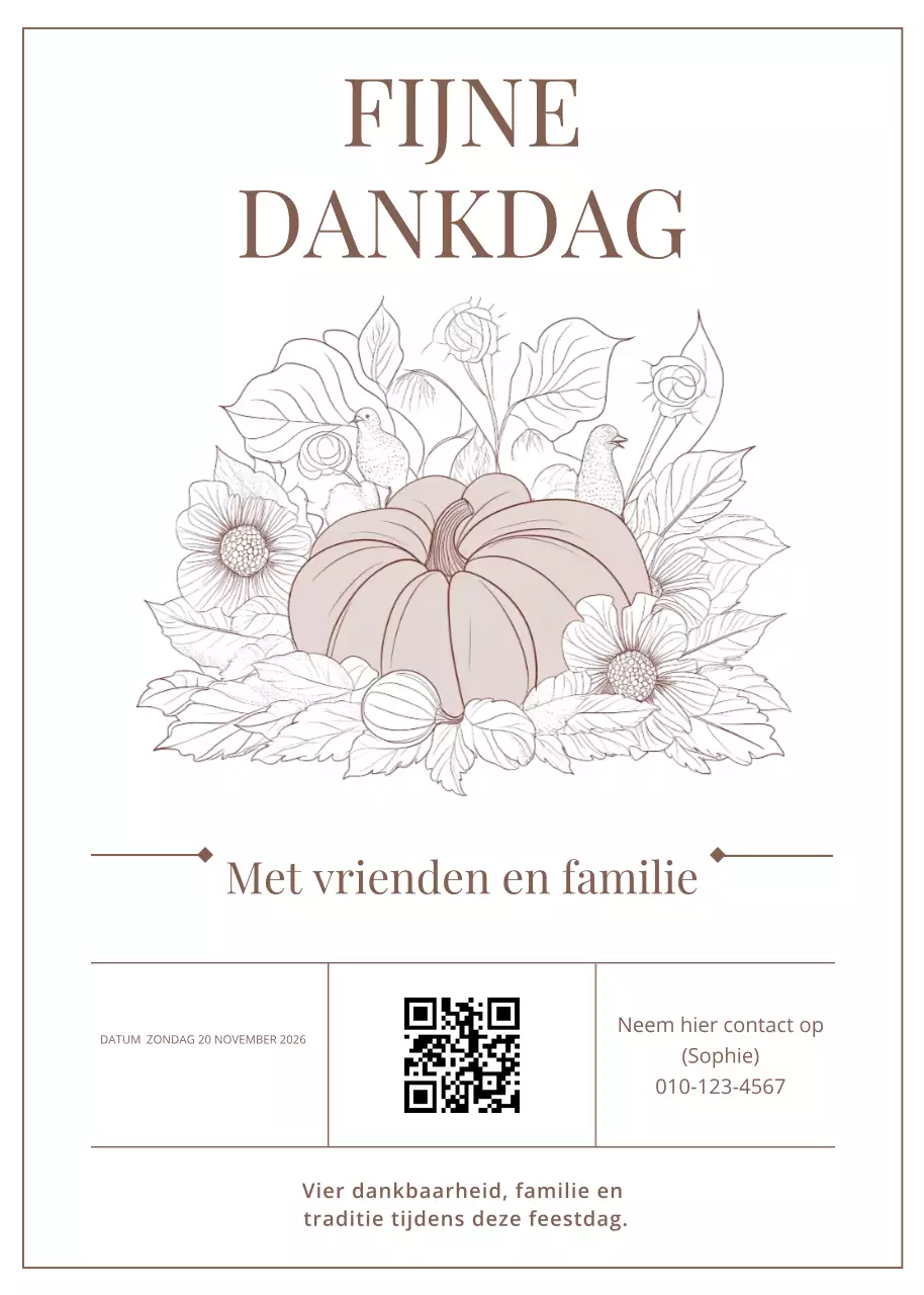 Beige klassieke uitnodiging Happy Thanksgiving