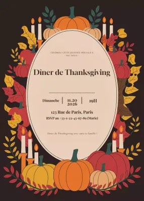 Invitation traditionnelle orange pour Thanksgiving