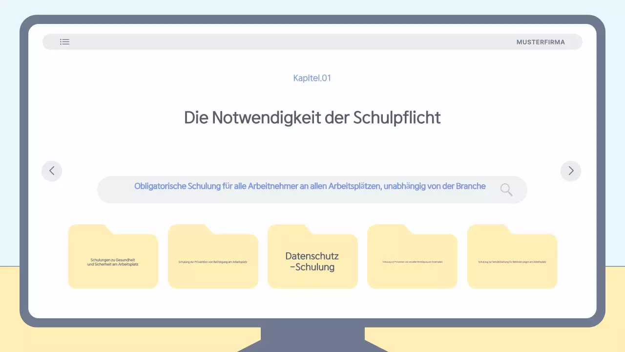 Einfaches, hellblaues Schulungsmaterial zur Prävention von Belästigung am Arbeitsplatz