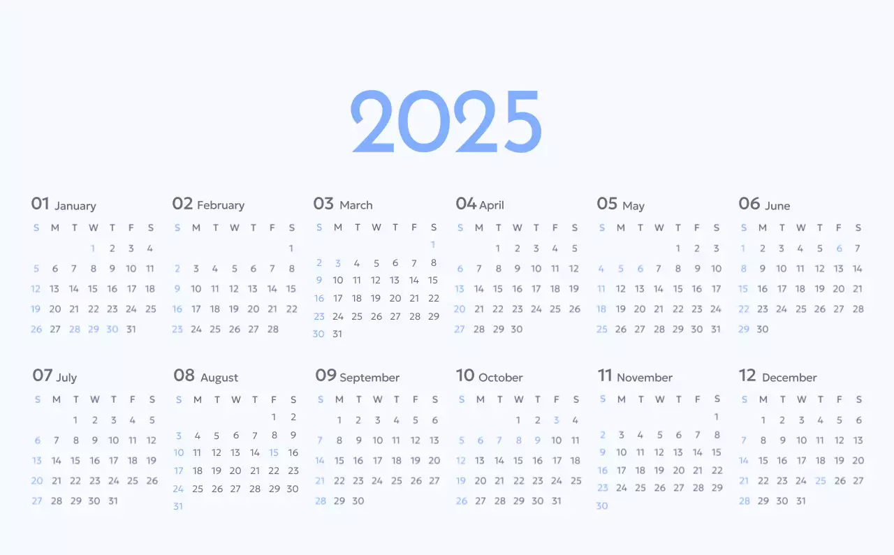 Kalender pelacak sasaran foto dengan percikan warna biru