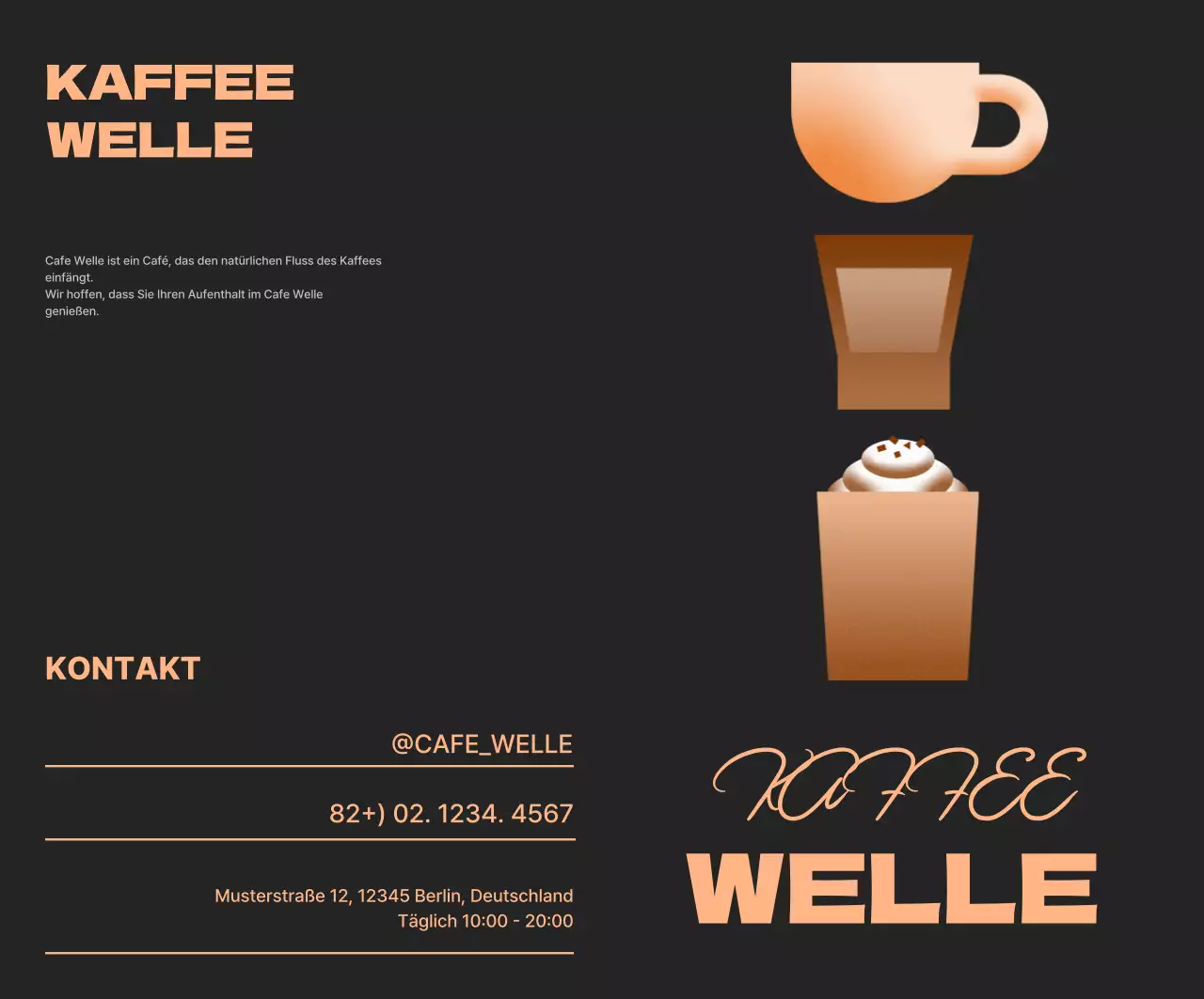 Modernes schwarzes Cafe Anzeige