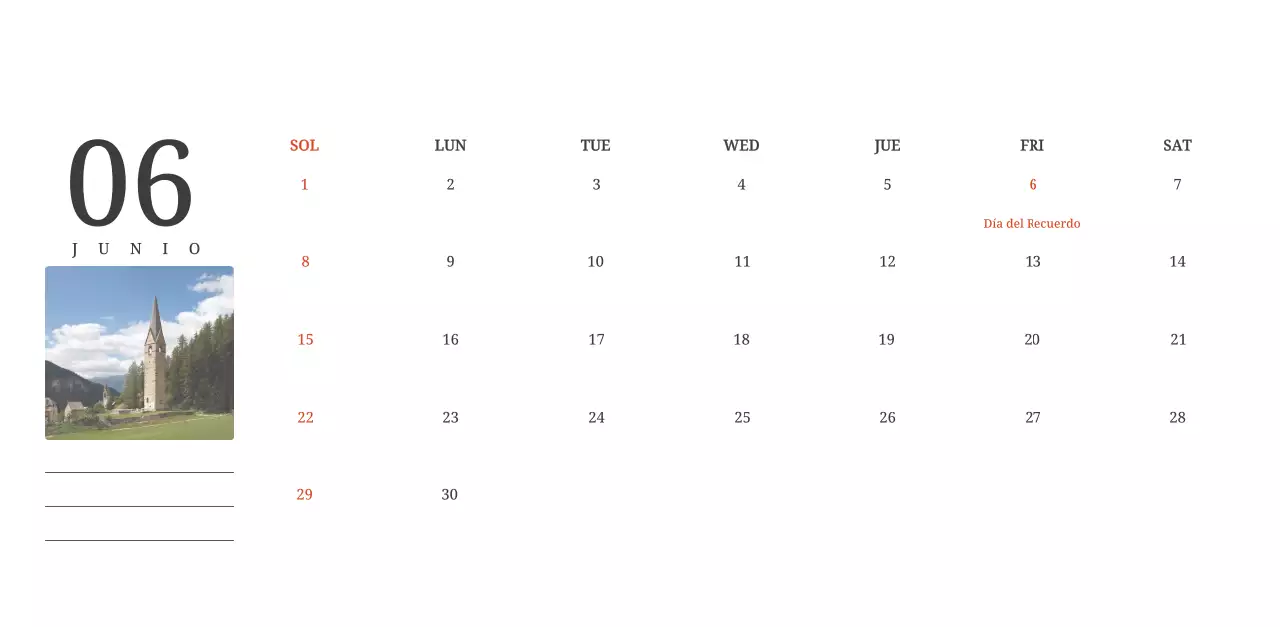 Un calendario conceptual fotográfico con iglesias pintadas en paisajes