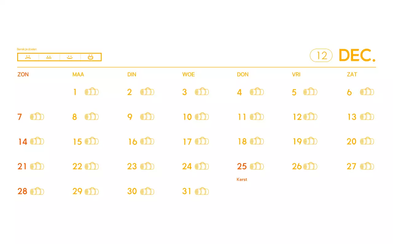 Oranje Minimalistische Yoga Promotiekalender