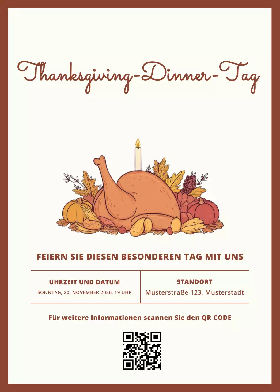 Beige Classic Thanksgiving Dinner Day Einladung