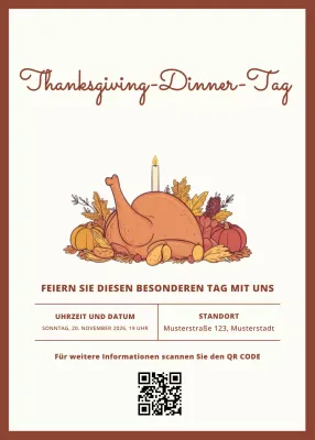 Beige Classic Thanksgiving Dinner Day Einladung