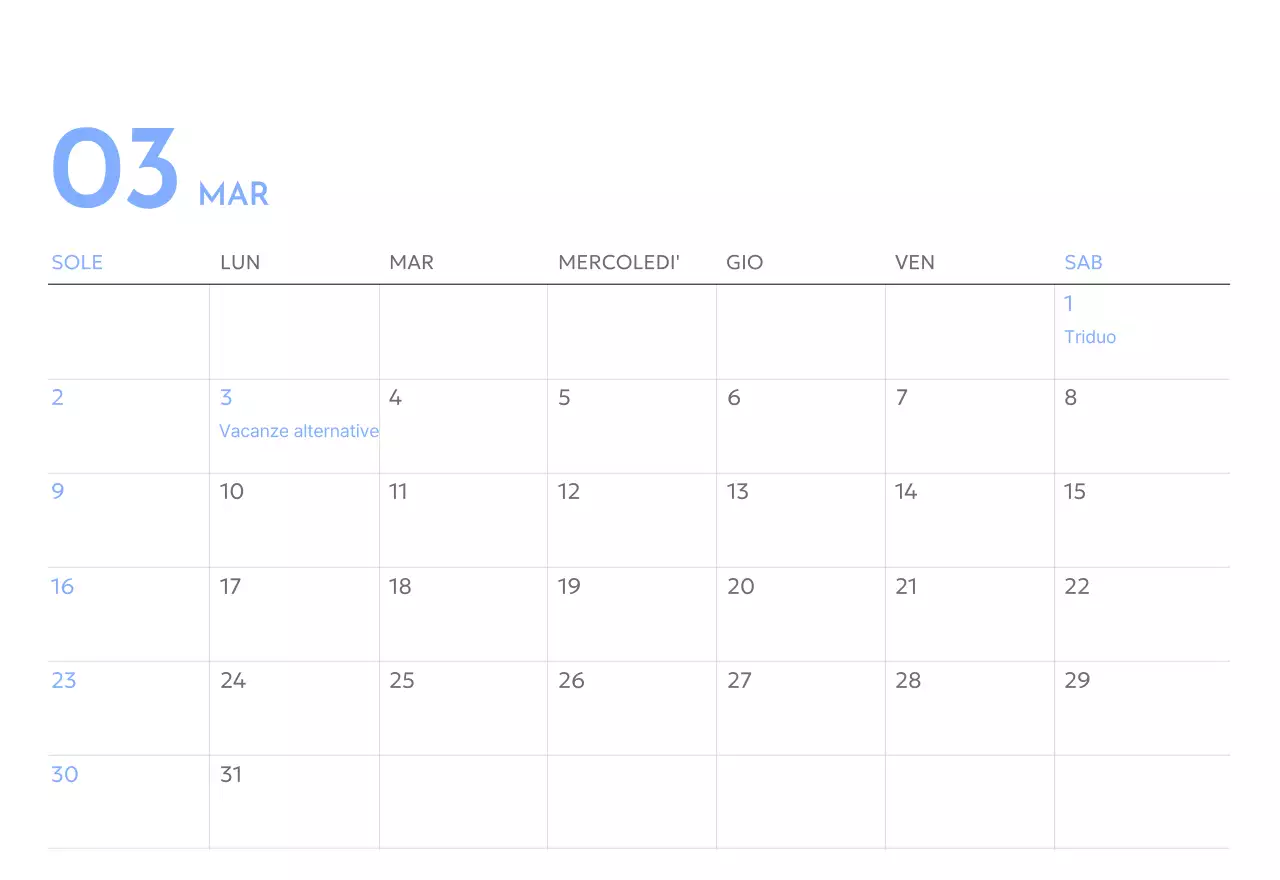 Calendario con foto tracciatore di obiettivi con un tocco di blu